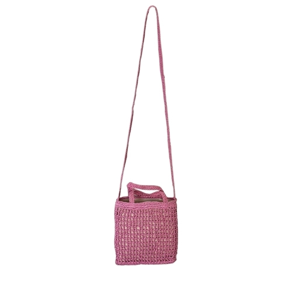 NWT Madewell Bright Pink Textured Crossbody Bag with Woven Design